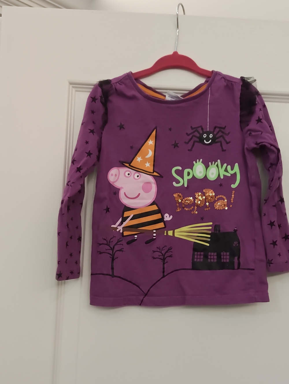 Vintage 2011 Peppa Pig Purple Long Sleeve 'Spooky Peppa' Halloween Top